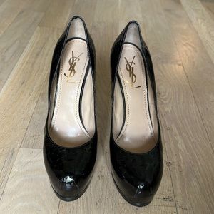 YSL Black Vernigolf Tribtoo Platform Heel 38.5 8